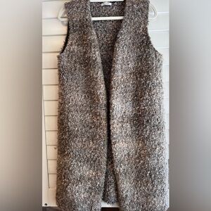 GIO & GIO Made In Italy Mohair Blend Boucle Long Vest Wool Textured Duste